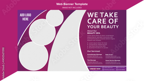 Horizontal social media banner design for beauty skin treatment center. Template can be used for promotion of cosmetic sale, natural product, skin care, makeup, hair care, spa salon, hairdressing