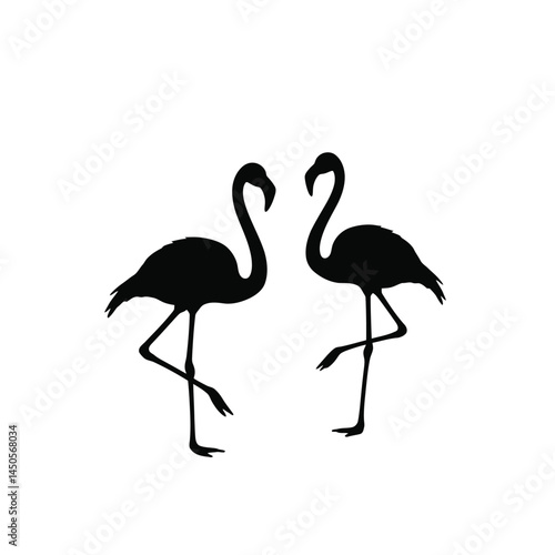 Vector Image Of Silhouette Flamingoes