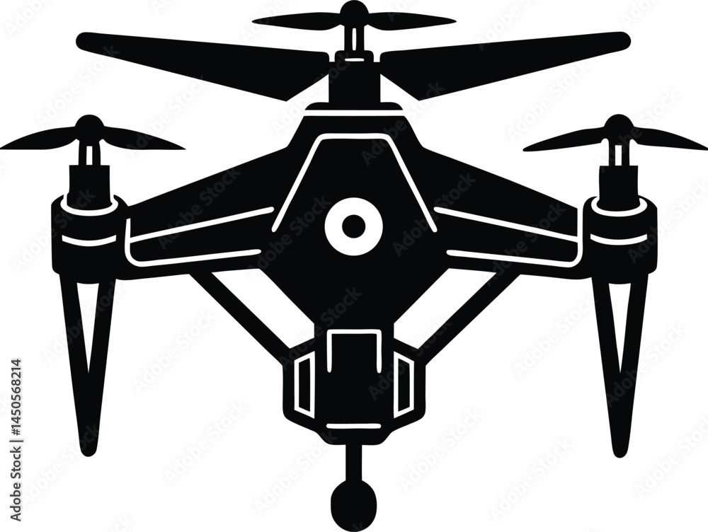 Drone silhouette isolated on white background Drone silhouette isolated on white background