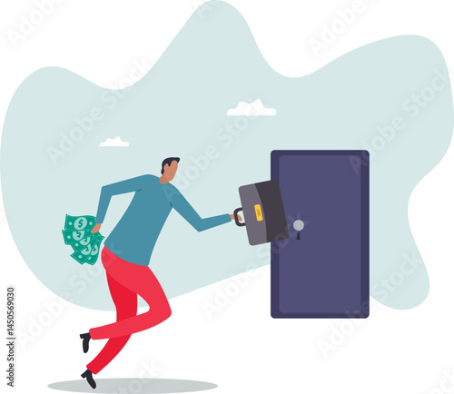 Opportunity or money knock on the door, new business chance or job and career offer, investment return or dividend.character for design.
