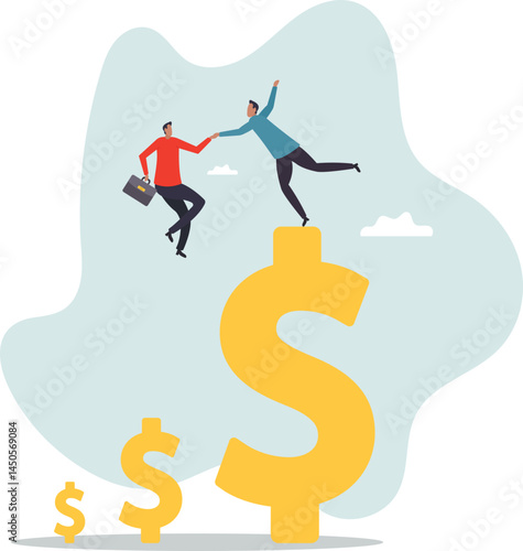 Increase profit, financial advisor help increase earning, income or revenue, growing wealth, profit growth or funding support,character for design.