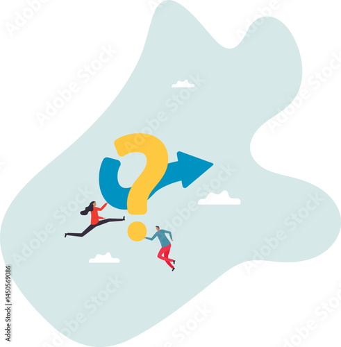 Teamwork to solve business problem, cooperation or collaboration in company to achieve business success.