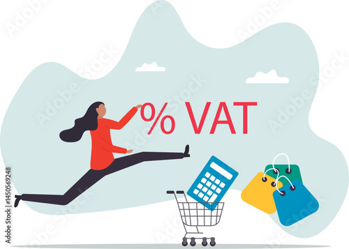 VAT Value Added Tax, consumption tax on value added of product and service for consumer to pay,character for design.
