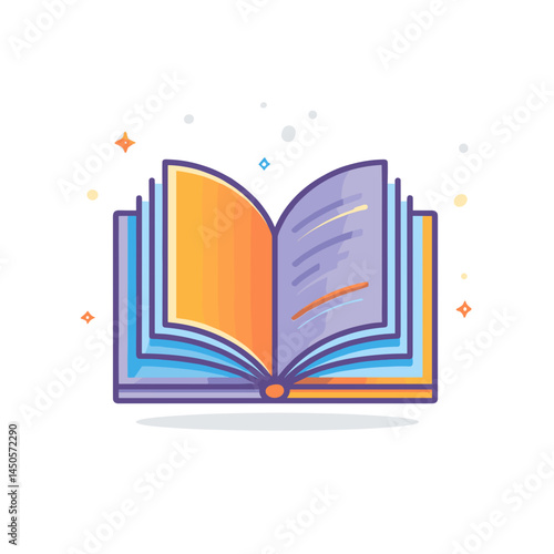 Open book icon with colorful design  