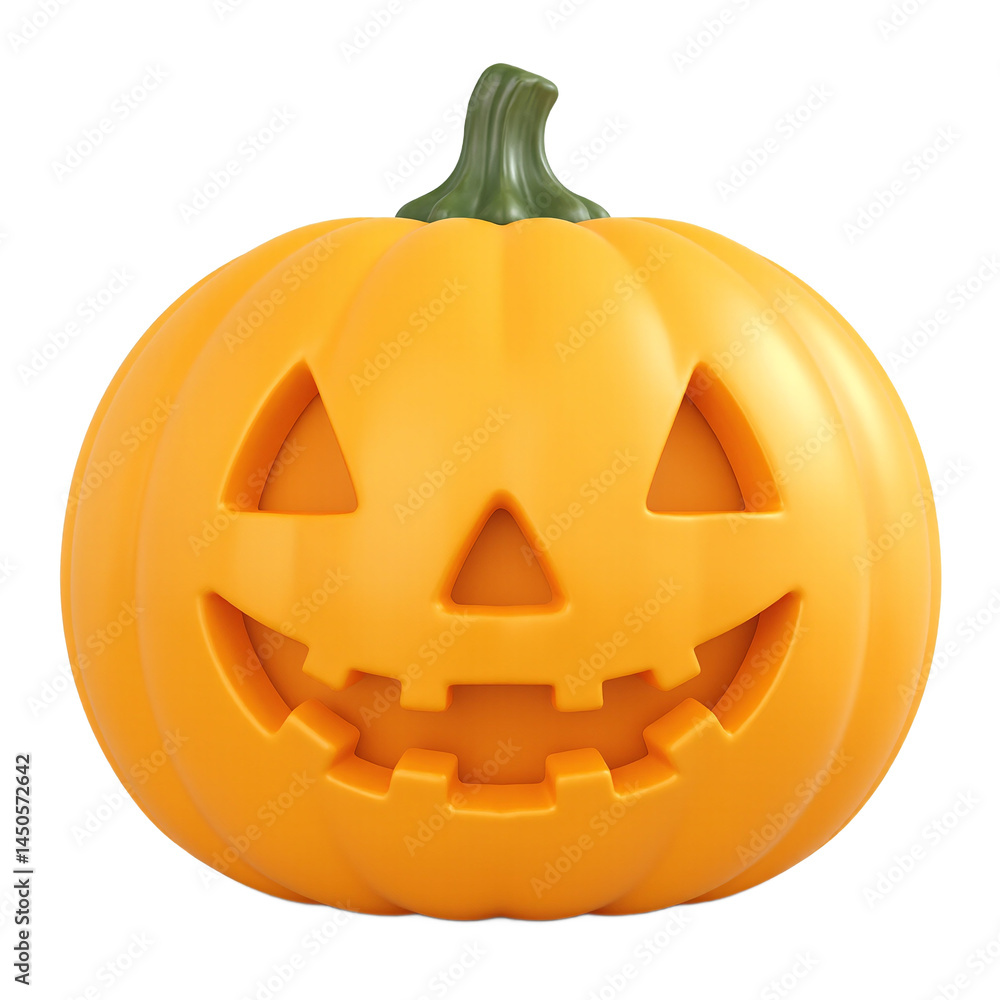 Isolated Yellow Jack O Lantern Pumpkin Face Emoji on white background
