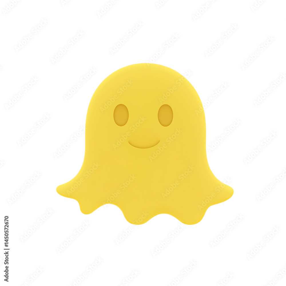 Fototapeta premium Isolated Yellow Ghost Emoji icon floating in 3D rendering on a white background