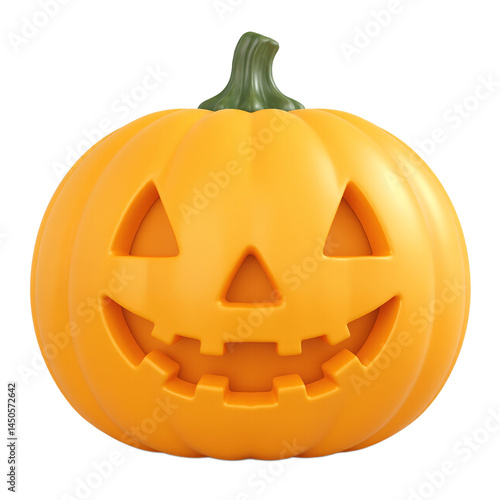 Obraz na płótnie Isolated Yellow Jack O Lantern Pumpkin Face Emoji on white background w salonie