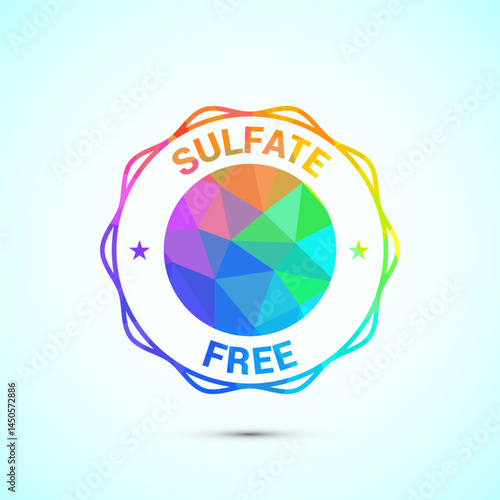 Sulfate free icon design illustration. No sulphate badge label in low poly style