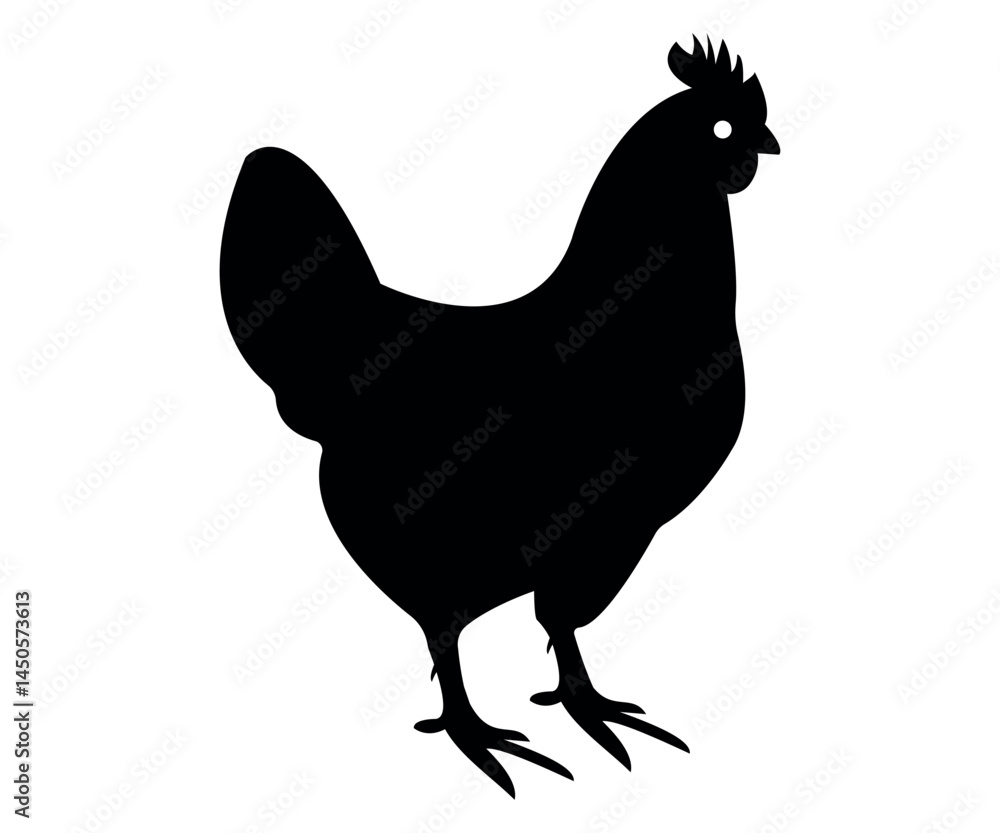 Chicken Silhouette Vector Isolated on White Background Chicken Silhouette Vector Isolated on White Background
