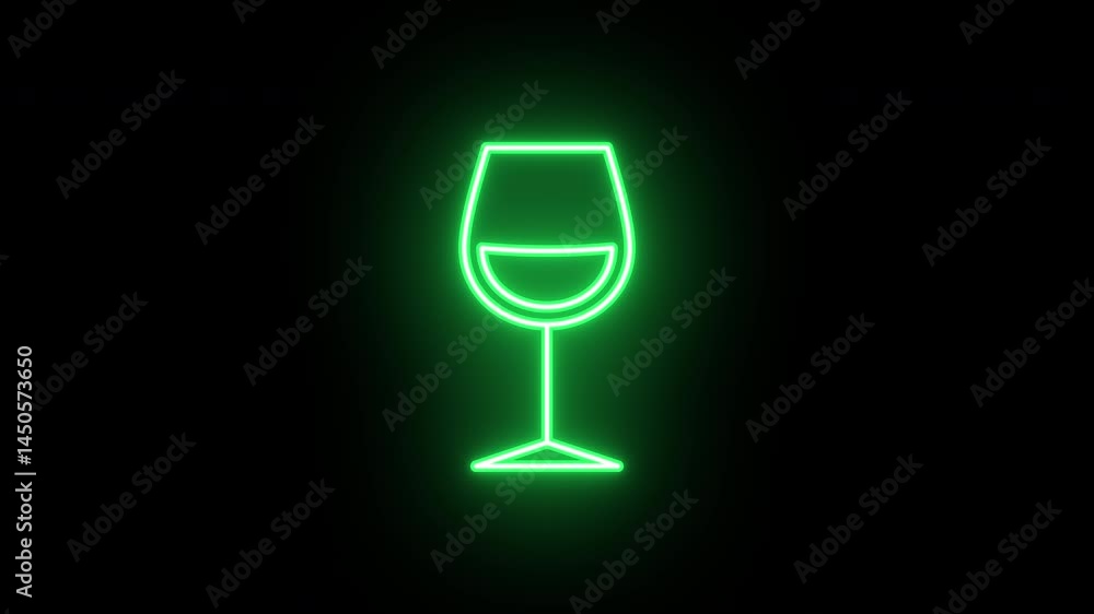 Neon wine icon, flickering emergence and fading. Glowing neon wine glass icon, looped animation. Wineglass with alcohol drink, wine degustation, premium winery. Yellow green orange colors Neon wine icon, flickering emergence and fading. Glowing neon wine glass icon, looped animation. Wineglass with alcohol drink, wine degustation, premium winery. Yellow green orange colors
