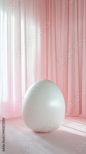 Soft pink room with white sphere