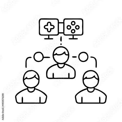 multiplayer icon, multiplayer line art - simple line art of multiplayer, perfect for multiplayer logos and icons