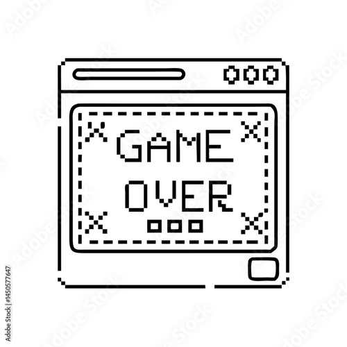 game over screen icon, game over screen line art - simple line art of game over screen, perfect for game over screen logos and icons