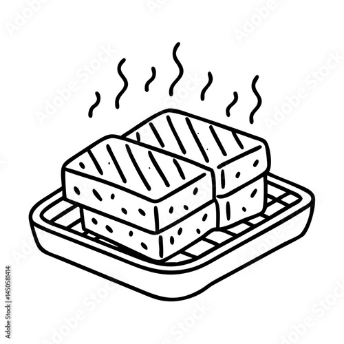 grilled tofu icon, grilled tofu line art - simple line art of grilled tofu, perfect for grilled tofu logos and icons