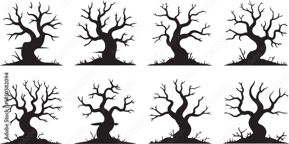 Spooky Dead Tree Silhouette Collection for Halloween, Horror, and Haunted Forest Spooky Dead Tree Silhouette Collection for Halloween, Horror, and Haunted Forest