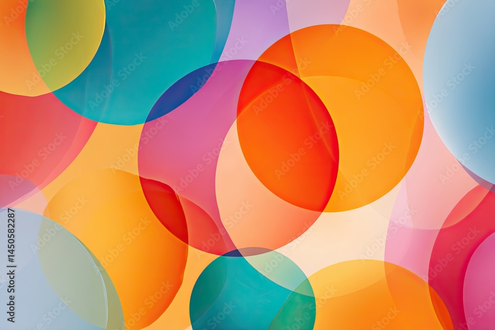 Colorful abstract illustration featuring overlapping circles in vibrant hues of orange, blue, green, and pink, creating a dynamic and lively visual experience for design projects Colorful abstract illustration featuring overlapping circles in vibrant hues of orange, blue, green, and pink, creating a dynamic and lively visual experience for design projects