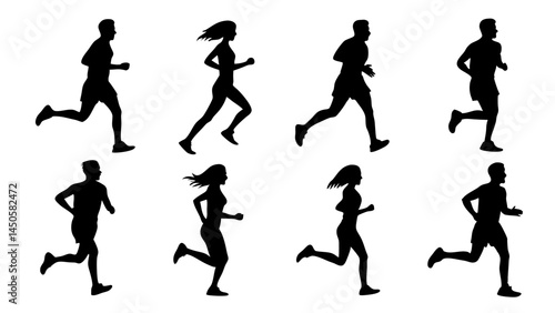 Wallpaper Mural set of running people silhouette vector on tranparent background. Torontodigital.ca