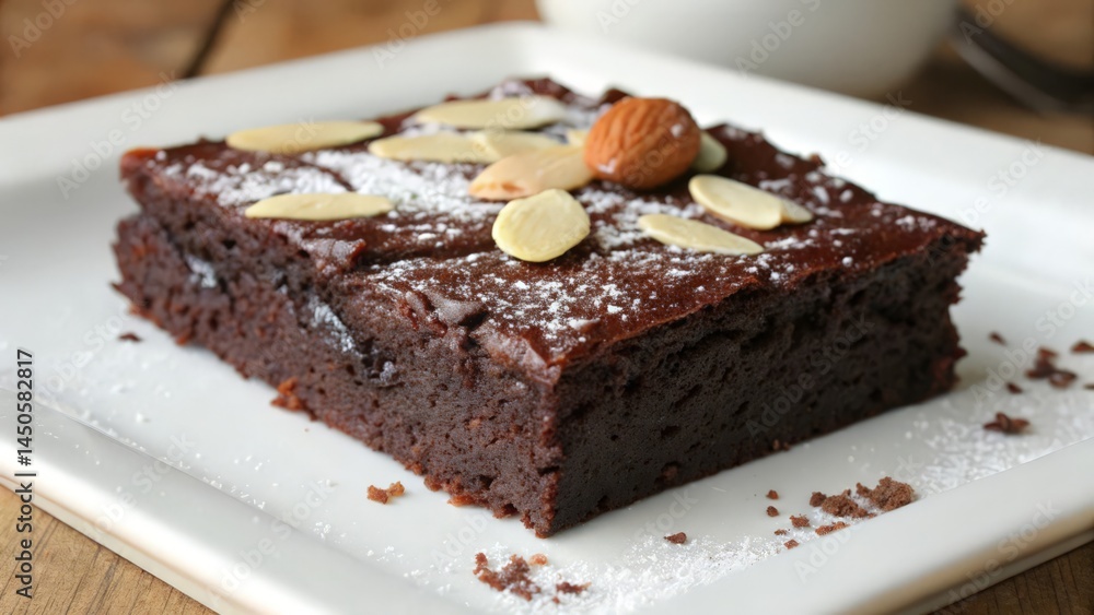 Thick Fudgy Chocolate Brownie with Cracked Top on Clean White Plate
Thick Fudgy Chocolate Brownie with Cracked Top on Clean White Plate