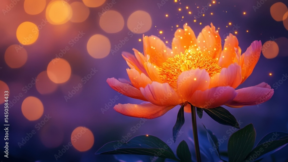 Fototapeta premium Enchanting peony flower, magical and dreamy light