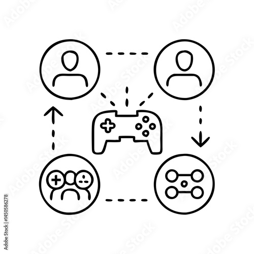 multiplayer icon, multiplayer line art - simple line art of multiplayer, perfect for multiplayer logos and icons