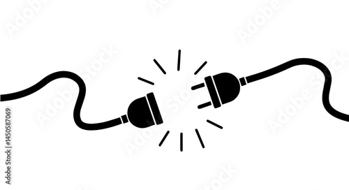 Two Electric Plugs Facing Each Other About to Connect, Symbolizing Power Activation, Energy Flow, Connection, and Compatibility