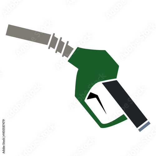 Fuel Pump Nozzle with Green Handle and Gray Hose Tip, Gas Station Equipment, Fueling Symbol, Petroleum Industry, Energy Supply, Automotive Refueling, Infrastructure 
