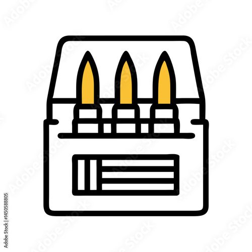“Ammunition Box with Bullets Icon – Military Supply, Ammo Storage, Minimal Line Vector, Editable Stroke”