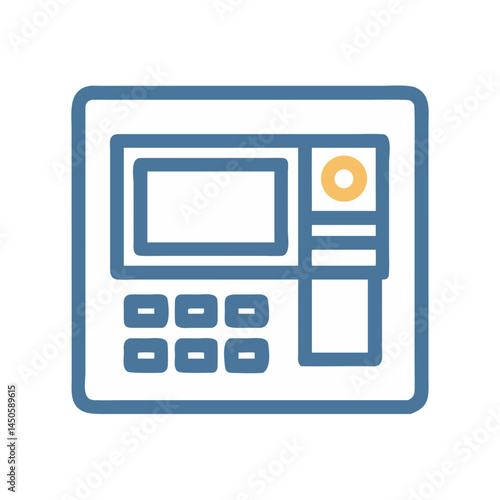 “ATM Machine Interface Icon – Banking, Cash Withdrawal, Financial Service, Minimal Line Vector, Editable Stroke”