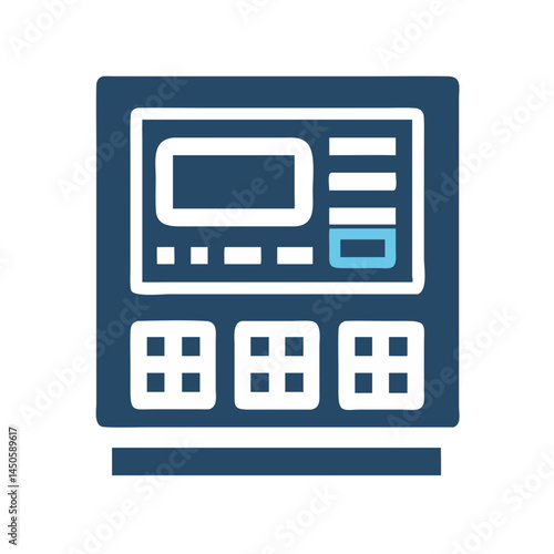 “ATM Machine Interface Icon – Banking, Cash Withdrawal, Financial Service, Minimal Line Vector, Editable Stroke”