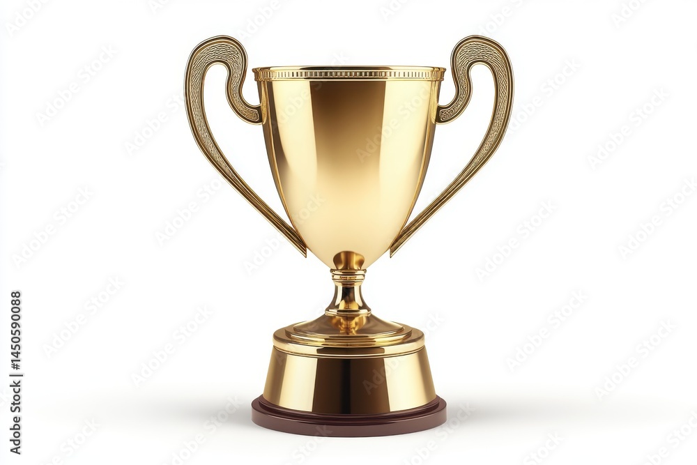 Isolated gold trophy cup with handles on a white background Isolated gold trophy cup with handles on a white background