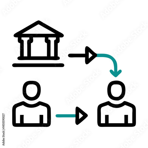 “Bank Transfer Between Accounts Icon – Money Exchange, Financial Transaction Symbol, Minimal Line Vector, Editable Stroke”