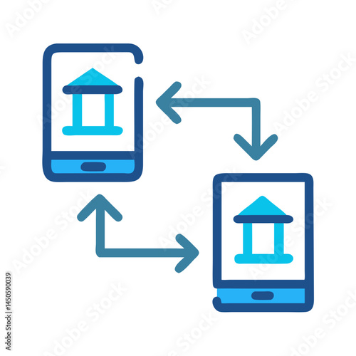 “Bank Transfer Between Accounts Icon – Money Exchange, Financial Transaction Symbol, Minimal Line Vector, Editable Stroke”