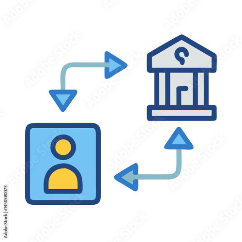 “Bank Transfer Between Accounts Icon – Money Exchange, Financial Transaction Symbol, Minimal Line Vector, Editable Stroke”