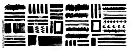 Brush strokes highlighter collection. Paint brushes texture element bundle. For highlighting effect illustration.