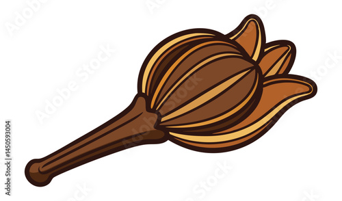 Single brown cloves illustration isolated on white