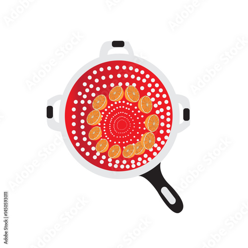 Red And Black Colander Withs Fruits