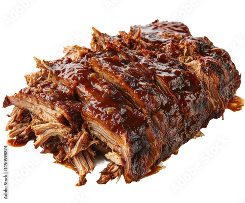 Slow cooked bbq brisket kitchen food home deliciousness isolated on transparent background