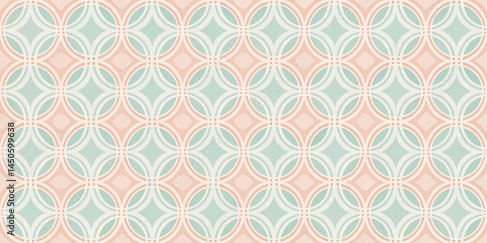 Seamless Geometric Pattern with Interlocking Circles and a Delicate Color Palette Seamless Geometric Pattern with Interlocking Circles and a Delicate Color Palette