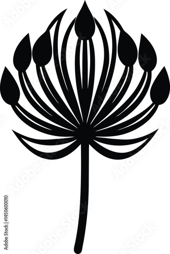 nodding onion flower silhouette vector on white 