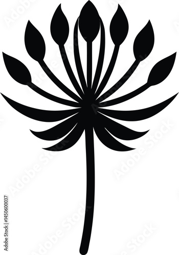 nodding onion flower silhouette vector on white