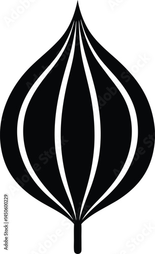 nodding onion leaf silhouette vector on white 