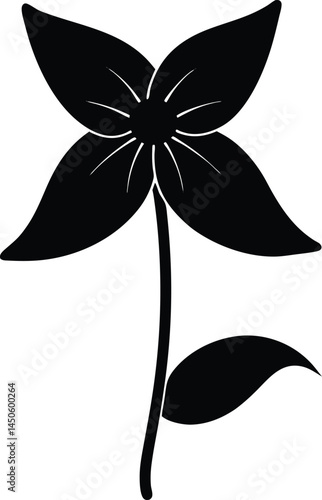 nodding trillium flower silhouette vector on white 