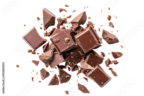 Broken Chunks of Dark Chocolate Isolated on a Transparent Background Perfect for Sweet Recipes and Delicious Desserts