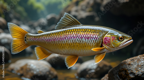 The Indian golden mahseer (Tor putitora) is an endangered species of cyprinid fish that is found in rapid streams, riverine pools, and lakes in the Himalayan region.