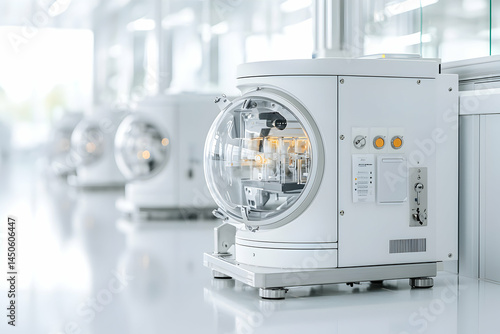 Laboratory equipment showcases modern scientific instruments. Suitable for research analysis and testing applications within scientific research environments.