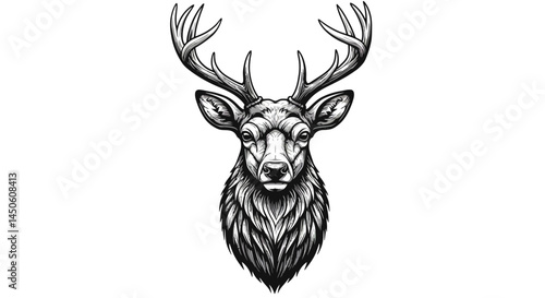 Majestic Deer Antlers and Eye in Monochrome Detail