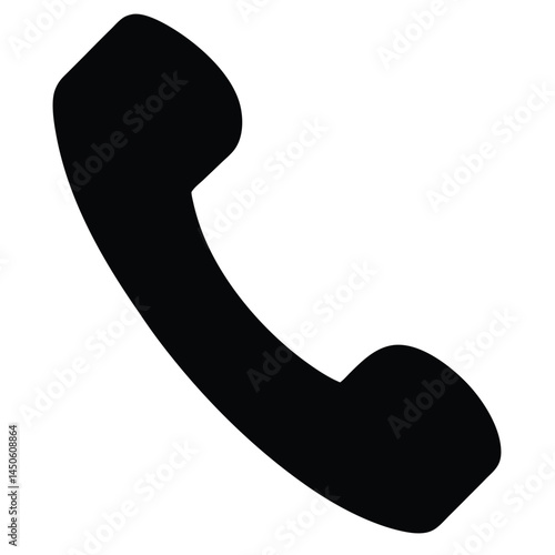 Simple black silhouette of a telephone handset, call icon on a white background