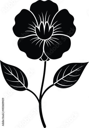 partridge pea flower silhouette vector on white 