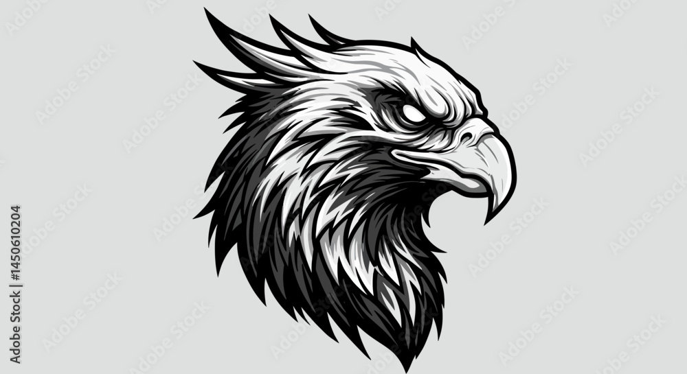 Obraz premium Monochrome Eagle Wing Detail: Sharp Feathers and Intense Contrast