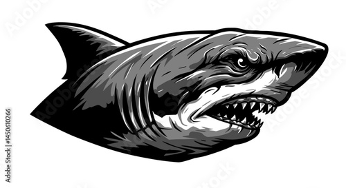 Stylized Black and Gray Wolf Head with Sharp Edges and Fierce Expression